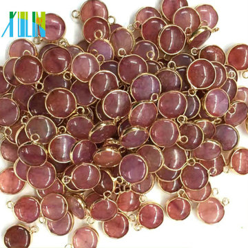 Placa de ouro Natural Pequena Forma de Moeda Ágata Bead Double Bail Conector Jóias Fazendo Encantos